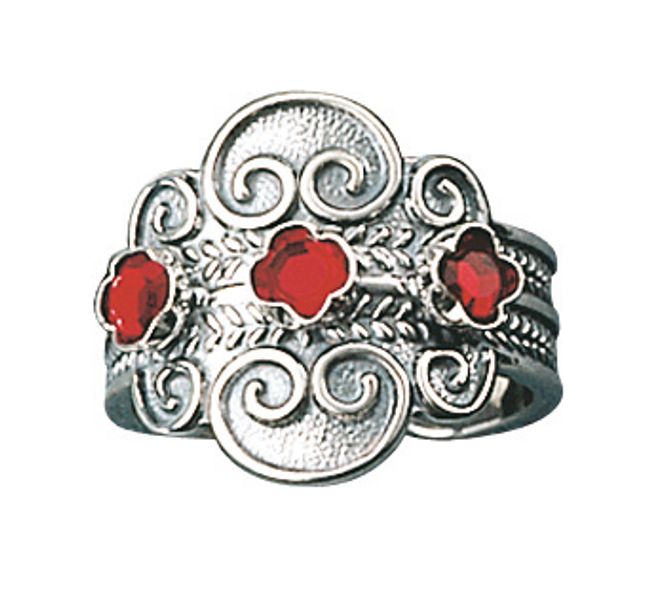 Hovedbilde Bunadsølv Ring m/rød sten 317107