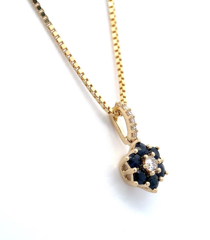 Safir smykke FLOWER med diamanter