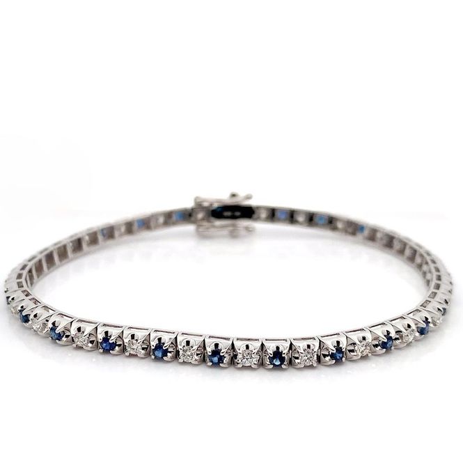 Hovedbilde Tennisarmbånd SpesiaPris med diamanter og safirer