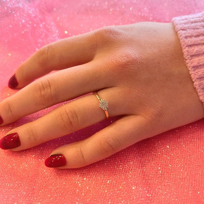 Hovedbilde Diamantring i gult gull med diamanter 0.06ct w.si